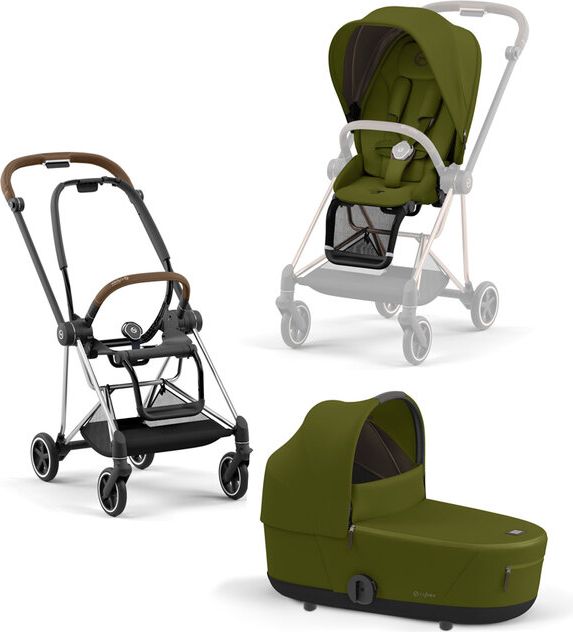 CYBEX Kočárek Mios 3.0 Chrome Brown, seat pack, lux carry cot Khaki Green - obrázek 1
