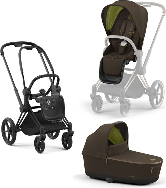 CYBEX Kočárek Priam 4.0 Matt Black, seat pack, lux carry cot Khaki Green - obrázek 1