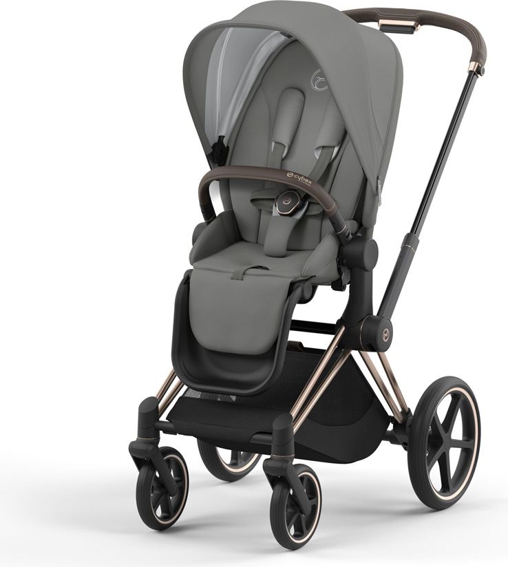 CYBEX Kočárek Priam 4.0 Chrome Brown, seat pack, lux carry cot Soho Grey - obrázek 3