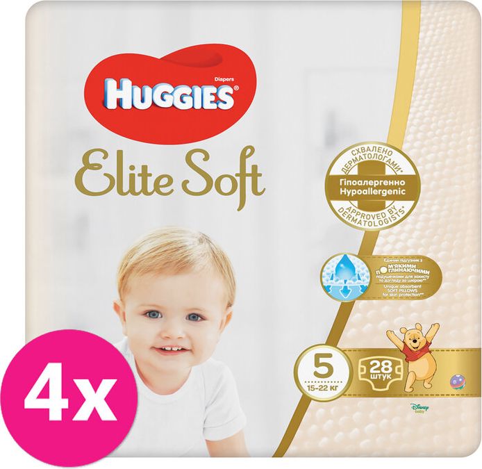 4x HUGGIES® Pleny jednorázové Elite Soft vel. 5 28 ks - obrázek 1
