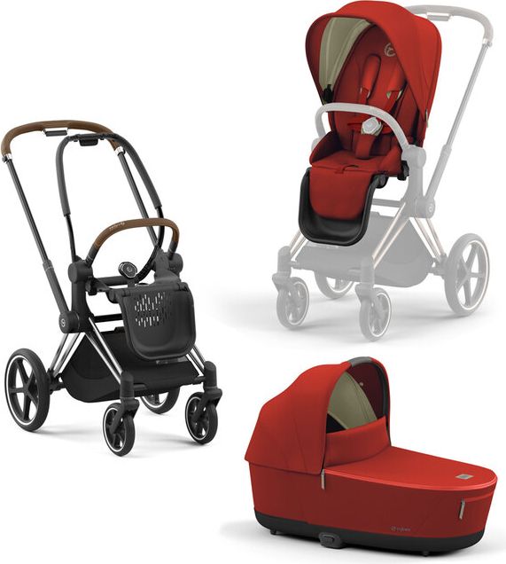 CYBEX Kočárek Priam 4.0 Chrome Brown, seat pack, lux carry cot Autumn Gold - obrázek 1