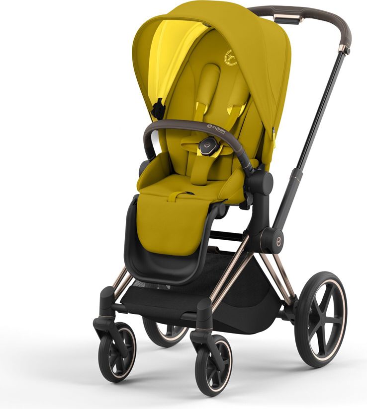 CYBEX Kočárek Priam 4.0 Chrome Brown, seat pack, lux carry cot Mustard Yellow - obrázek 3