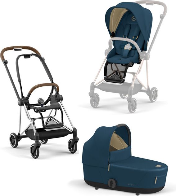 CYBEX Kočárek Mios 3.0 Chrome Brown, seat pack, lux carry cot Mountain Blue - obrázek 1