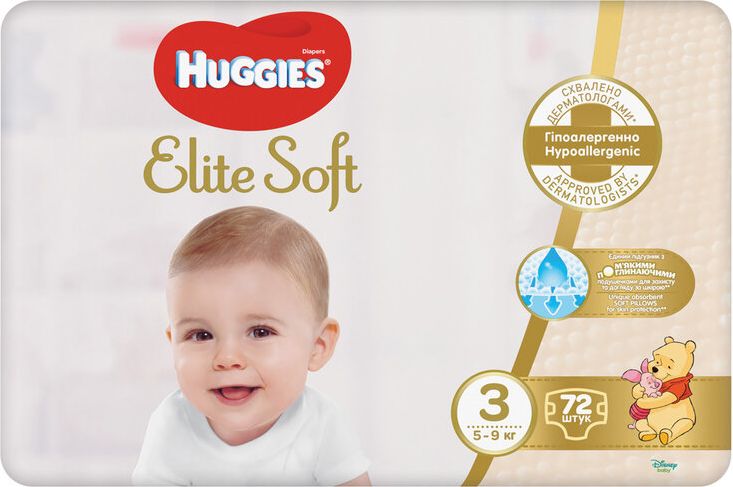 HUGGIES® Pleny jednorázové Elite Soft vel. 3 72 ks - obrázek 1