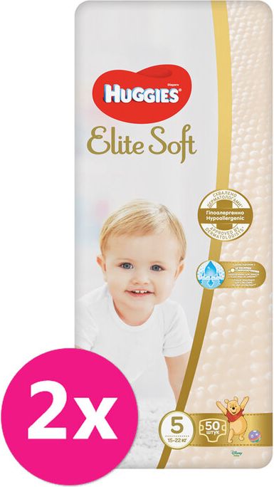 2x HUGGIES® Pleny jednorázové Elite Soft vel. 5 50 ks - obrázek 1