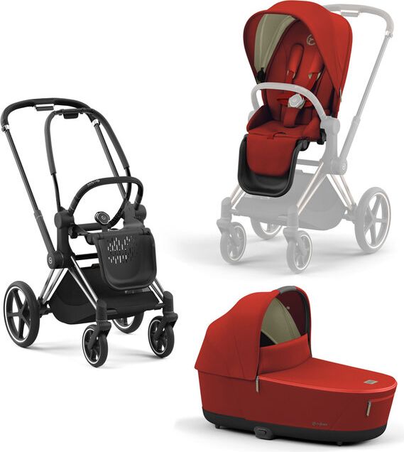 CYBEX Kočárek Priam 4.0 Chrome Black, seat pack, lux carry cot Autumn Gold - obrázek 1