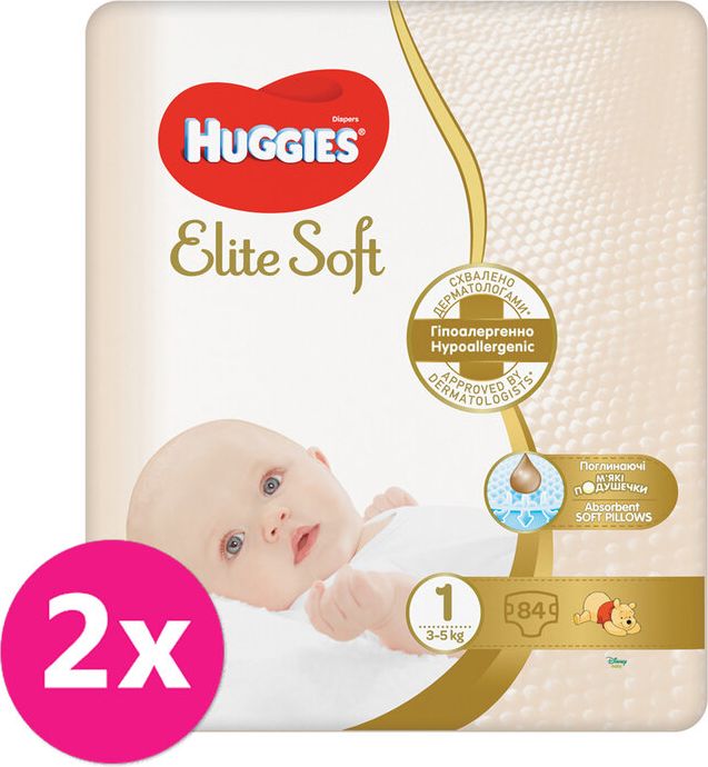 2x HUGGIES® Pleny jednorázové Elite Soft vel. 1 84 ks - obrázek 1