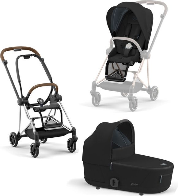 CYBEX Kočárek Mios 3.0 Chrome Brown, seat pack, lux carry cot Deep Black - obrázek 1