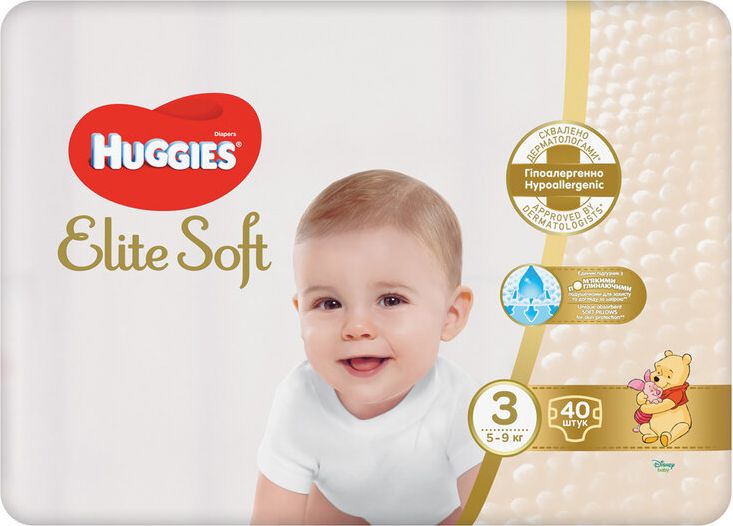 HUGGIES Elite Soft 3 5-9kg 40ks - obrázek 1