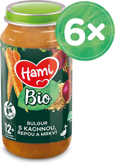 6x HAMI BIO Příkrm masozeleninový Bulgur s kachnou, řepou a mrkví 250g - obrázek 1