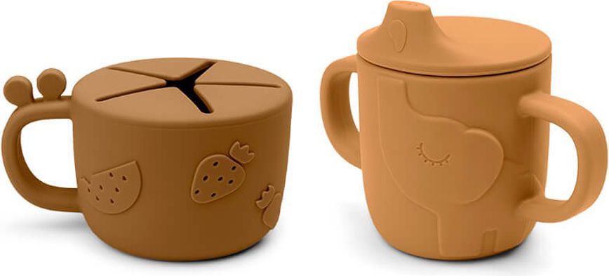 DONE BY DEER Peekaboo set hrnečků snack/drink Deer friends - hořčicový - obrázek 2