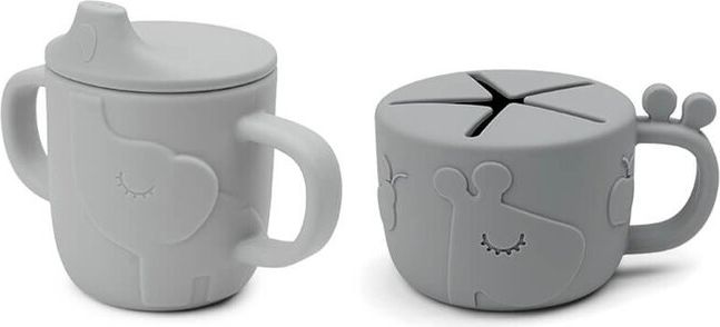 DONE BY DEER Peekaboo set hrnečků snack/drink Deer friends - šedý - obrázek 1