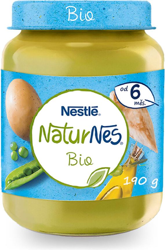 NESTLÉ NaturNes BIO dětský příkrm hrášek s brambory a kuřecím masem 190 g, 6+ - obrázek 1