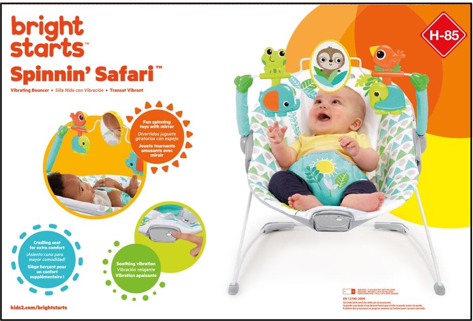 BRIGHT STARTS Lehátko vibrující Spinnin' Safari™ 0m+ do 9 kg - obrázek 8