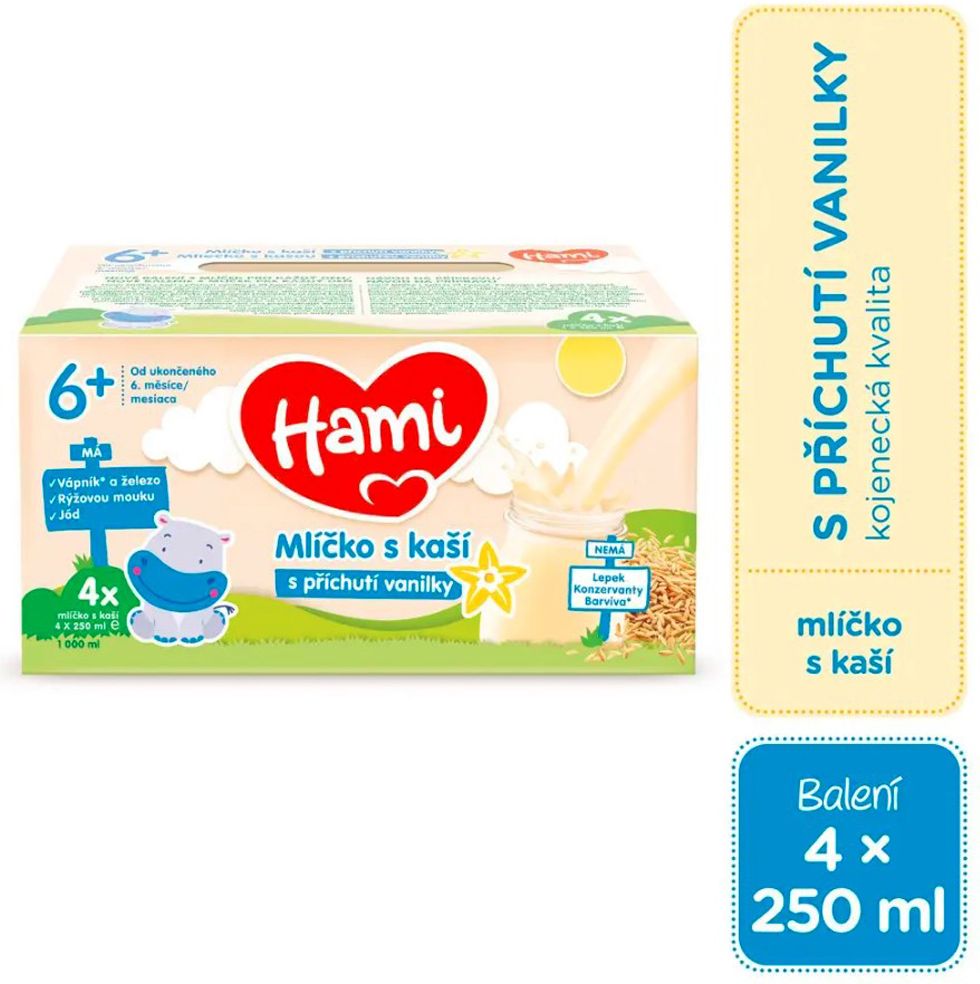 HAMI mlíčko s kaší s příchutí vanilky 4x250 ml - obrázek 2