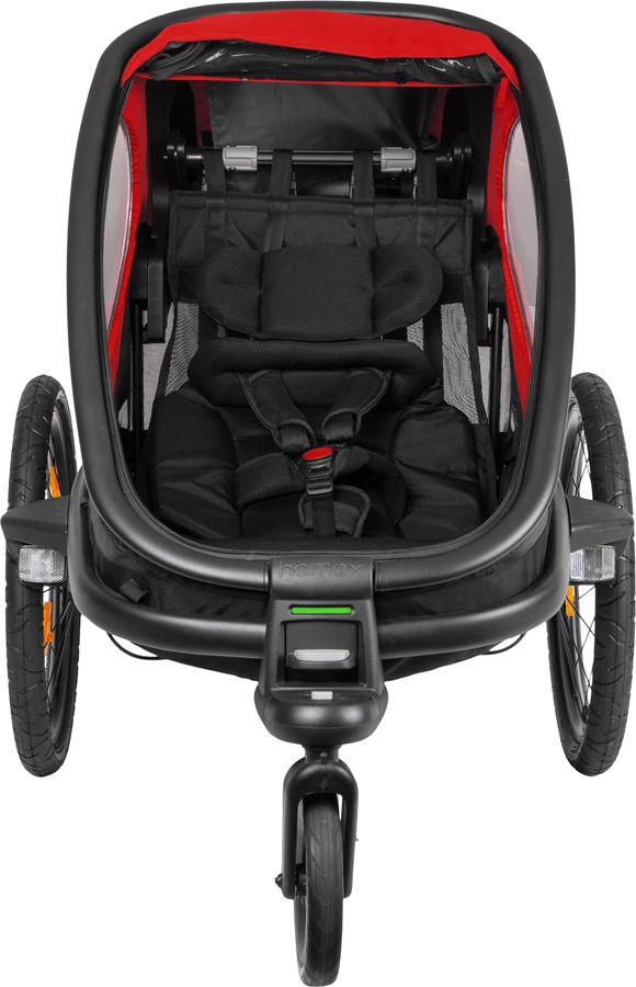 HAMAX Outback One - jednomístný vozík za kolo vč. ramena + kočárkový set - Red/Black, polohovací - obrázek 3
