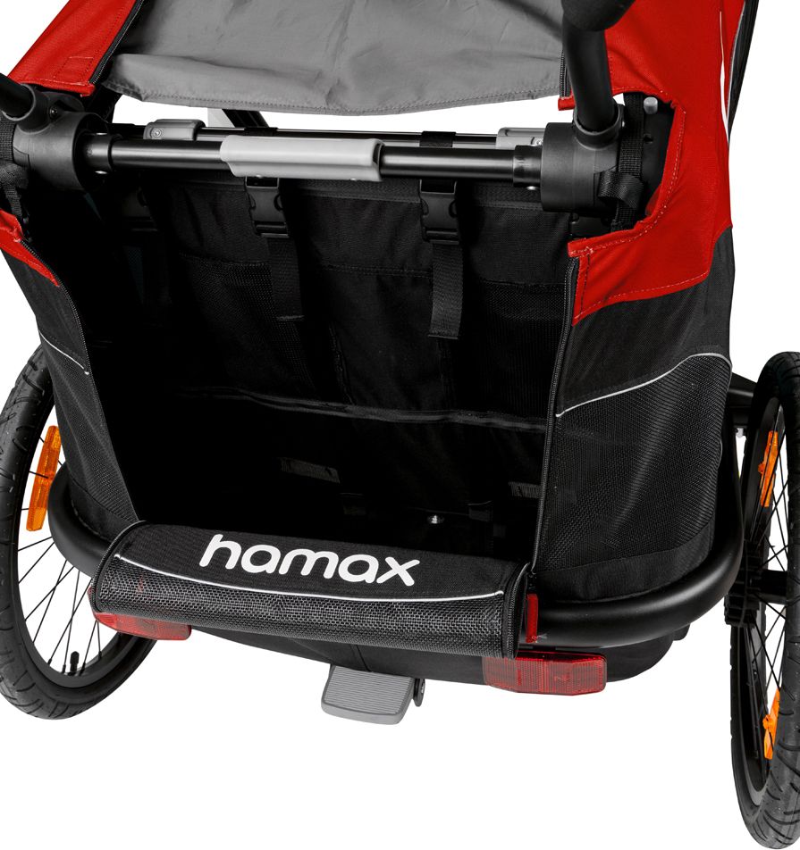 HAMAX Outback One - jednomístný vozík za kolo vč. ramena + kočárkový set - Red/Black, polohovací - obrázek 5