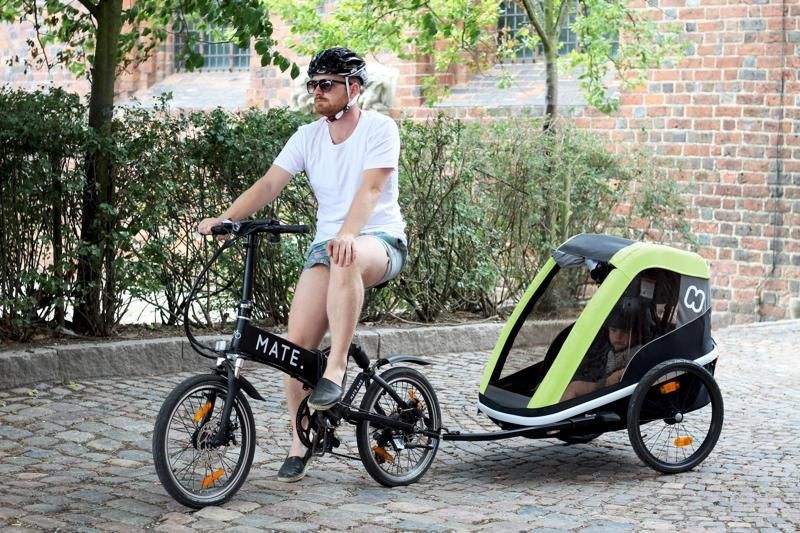 HAMAX Avenida One - jednomístný vozík za kolo vč. ramena + kočárkový set Lime, odpružený - obrázek 4