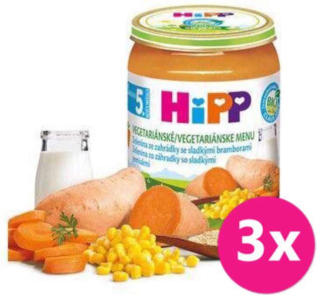 3x HiPP BIO Zelenina ze zahrádky se sladkými bramborami od uk. 5. měsíce - obrázek 1