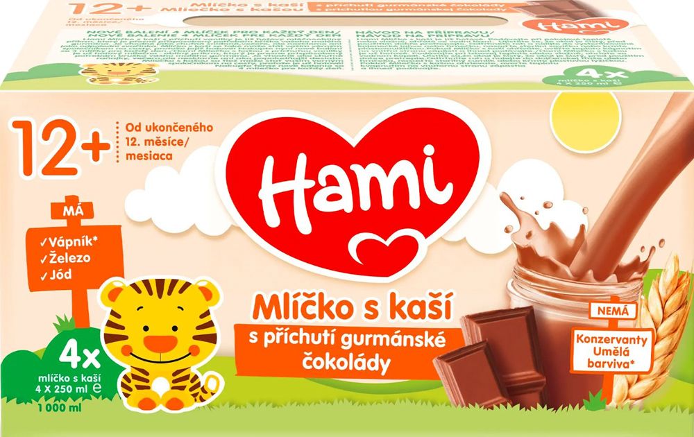 3x HAMI Mlíčko s kaší s příchutí gurmánské čokolády 4x250 ml - obrázek 2