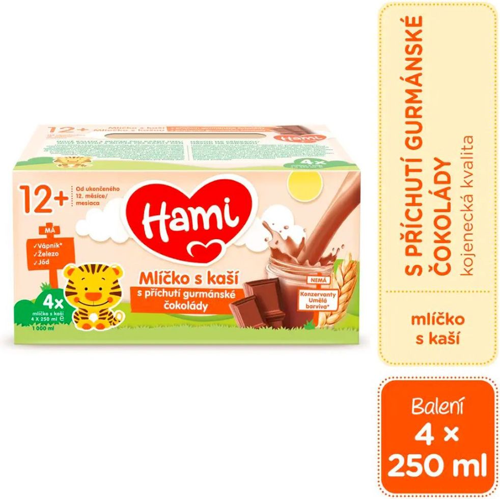 3x HAMI Mlíčko s kaší s příchutí gurmánské čokolády 4x250 ml - obrázek 3