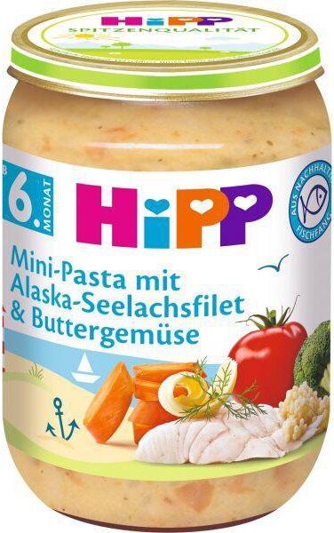 6x HiPP Mini těstoviny s aljašskou treskou v máslové zelenině (6m+) 190 g - obrázek 2