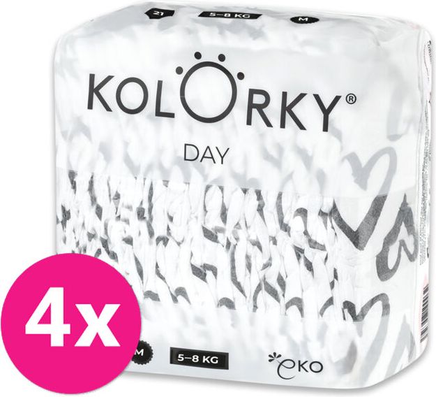 4x KOLORKY DAY Pleny jednorázové eko, srdce M (5-8 kg) 21 ks - obrázek 1