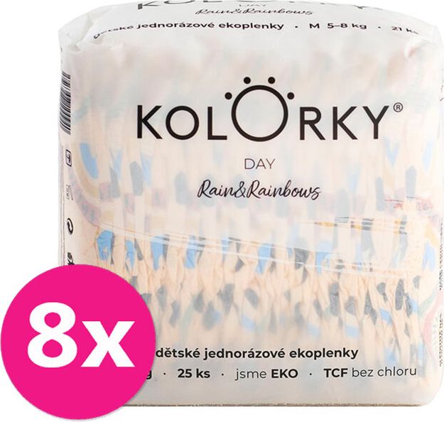 8x KOLORKY DAY Pleny jednorázové eko, déšť&duhy S (3-6 kg) 25 ks - obrázek 1