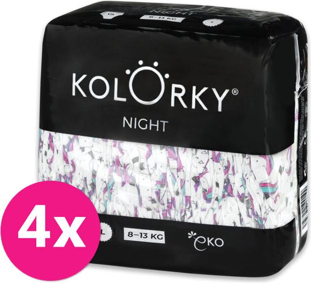 4x KOLORKY NIGHT Pleny jednorázové eko noční L (8-13 kg) 19 ks - obrázek 1