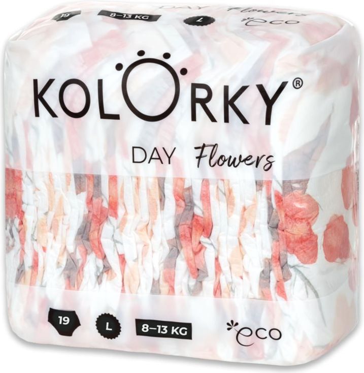 4x KOLORKY DAY Pleny jednorázové eko, květiny L (8-13 kg) 19 ks - obrázek 2
