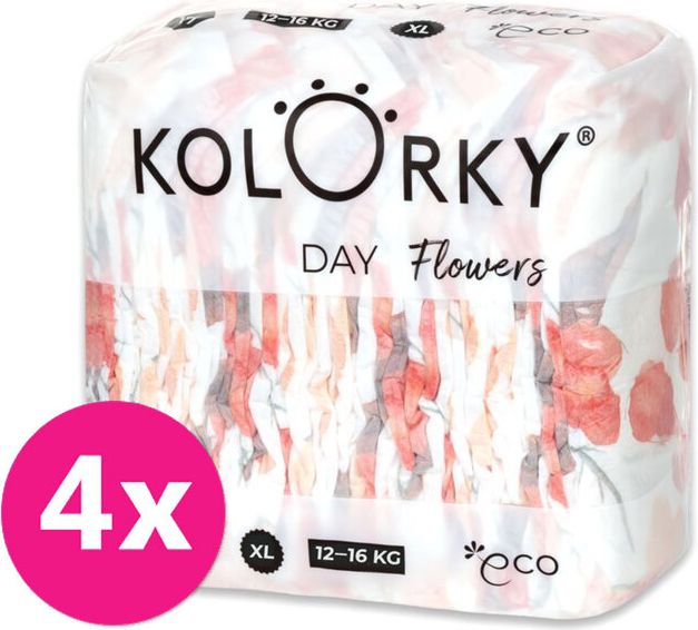 4x KOLORKY DAY Pleny jednorázové eko, květiny XL (12-16 kg) 17 ks - obrázek 1