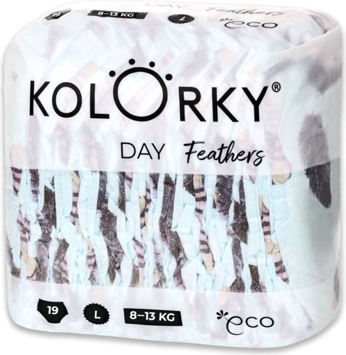 4x KOLORKY DAY Pleny jednorázové eko, peří L (8-13 kg) 19 ks - obrázek 2