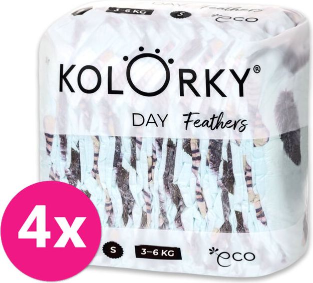 4x KOLORKY DAY Pleny jednorázové eko, peří S (3-6 kg) 25 ks - obrázek 1