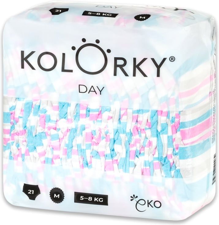 4x KOLORKY DAY Pleny jednorázové eko, pruhy M (5-8 kg) 21 ks - obrázek 2