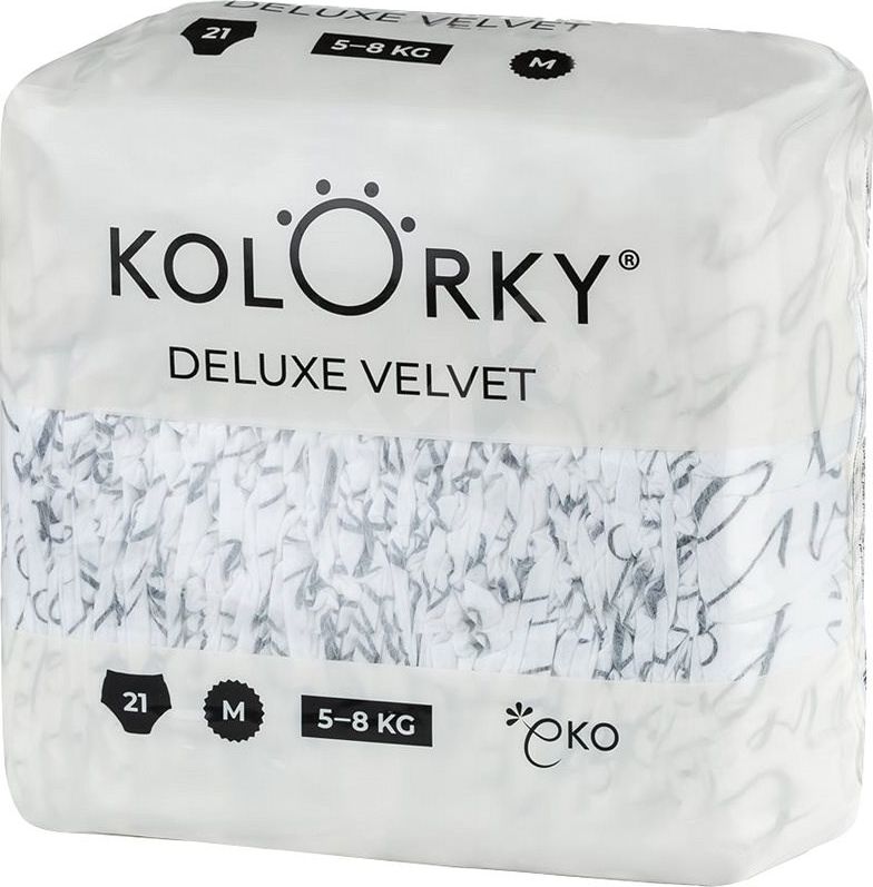 4x KOLORKY DELUXE VELVET Pleny jednorázové eko se sametovým povrchem M (5-8 kg) 21 ks - obrázek 2