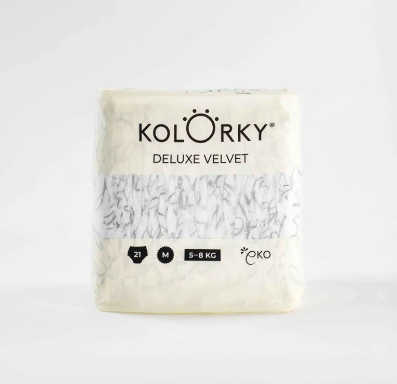 4x KOLORKY DELUXE VELVET Pleny jednorázové eko se sametovým povrchem M (5-8 kg) 21 ks - obrázek 4