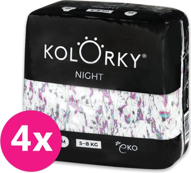 4x KOLORKY NIGHT Pleny jednorázové eko noční M (5-8 kg) 21 ks - obrázek 1