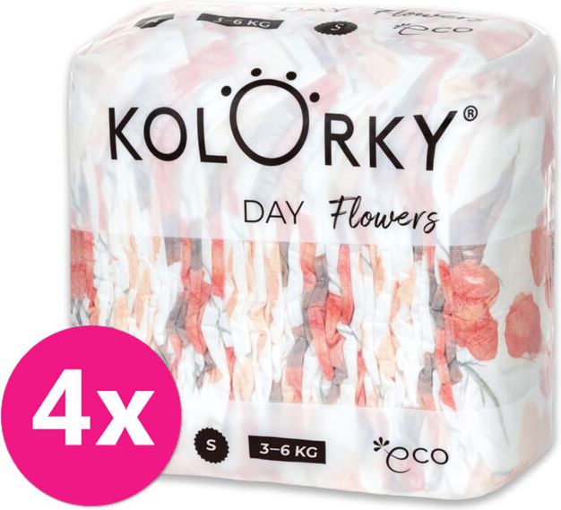 4x KOLORKY DAY Pleny jednorázové eko, květiny S (3-6 kg) 25 ks - obrázek 1