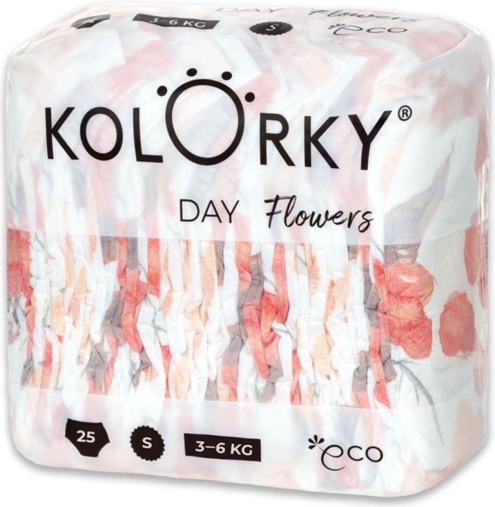 4x KOLORKY DAY Pleny jednorázové eko, květiny S (3-6 kg) 25 ks - obrázek 2