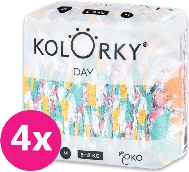 4x KOLORKY DAY Pleny jednorázové eko, štětec M (5-8 kg) 21 ks - obrázek 1