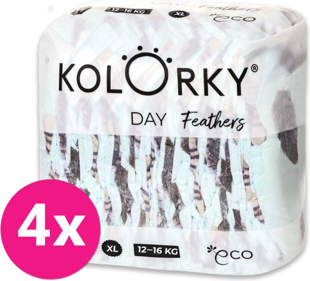 4x KOLORKY DAY Pleny jednorázové eko, peří XL (12-16 kg) 17 ks - obrázek 1