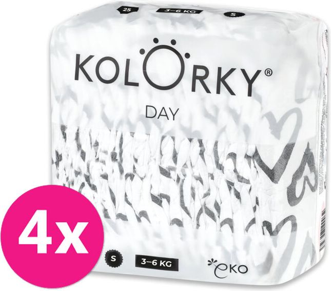 4x KOLORKY DAY Pleny jednorázové eko, srdce S (3-6 kg) 25 ks - obrázek 1