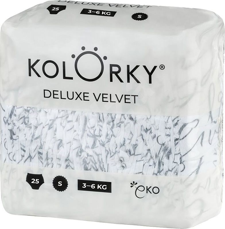 4x KOLORKY DELUXE VELVET Pleny jednorázové eko se sametovým povrchem S (3-6 kg) 25 ks - obrázek 2