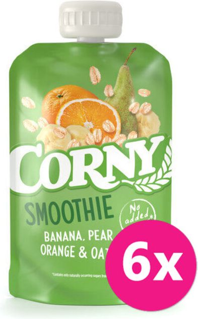 6x CORNY Smoothie banán, hruška, pomeranč, ovesné vločky 120 g - obrázek 1