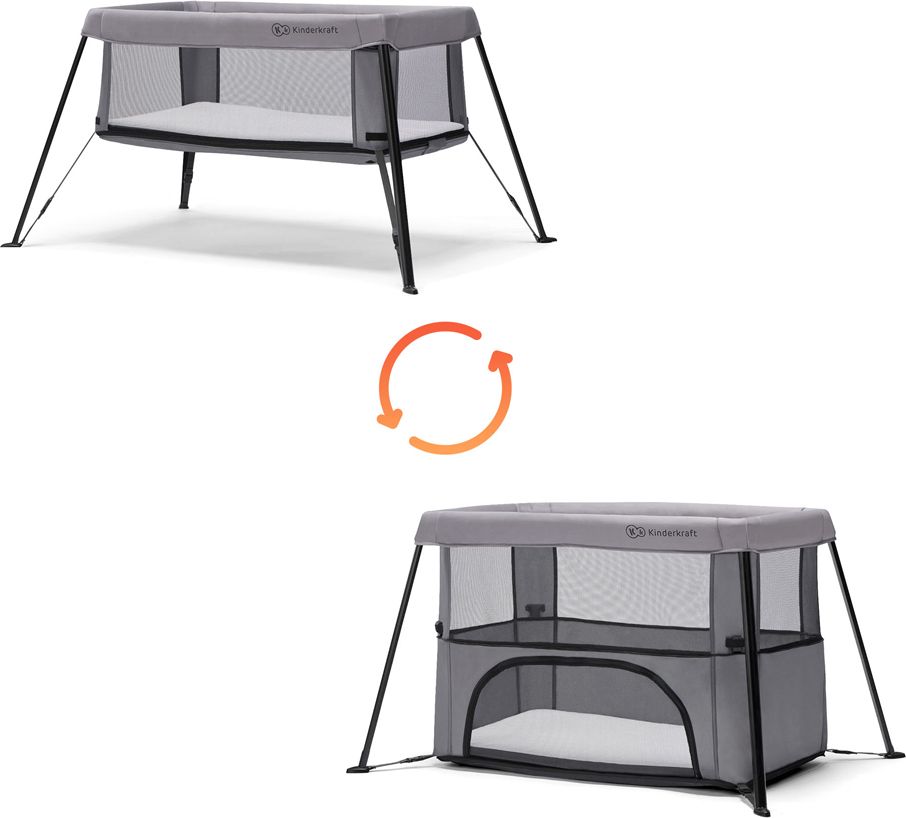 KINDERKRAFT Postýlka dětská 2v1 MOVI Grey - obrázek 2