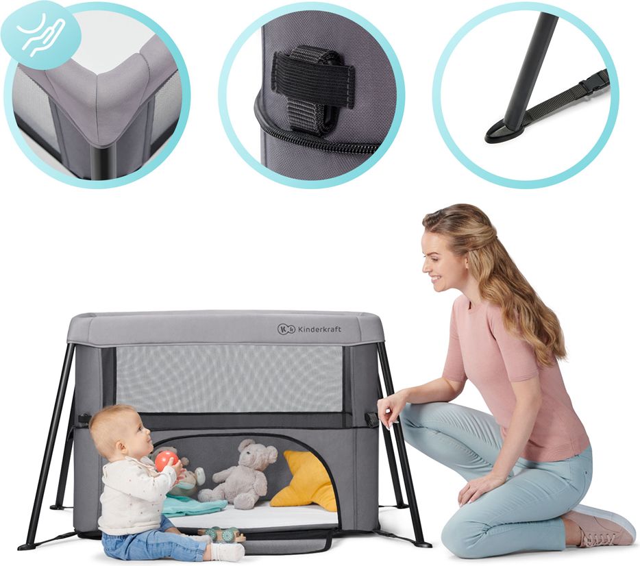 KINDERKRAFT Postýlka dětská 2v1 MOVI Grey - obrázek 10