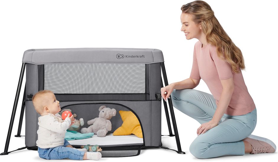 KINDERKRAFT Postýlka dětská 2v1 MOVI Grey - obrázek 16