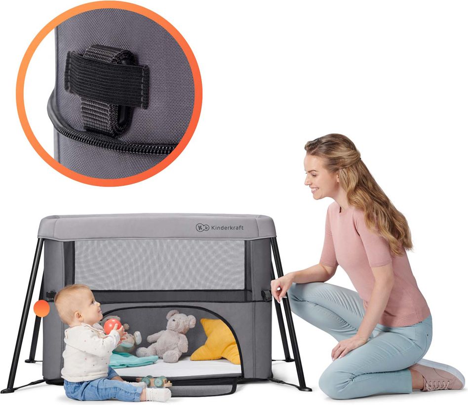 KINDERKRAFT Postýlka dětská 2v1 MOVI Grey - obrázek 19