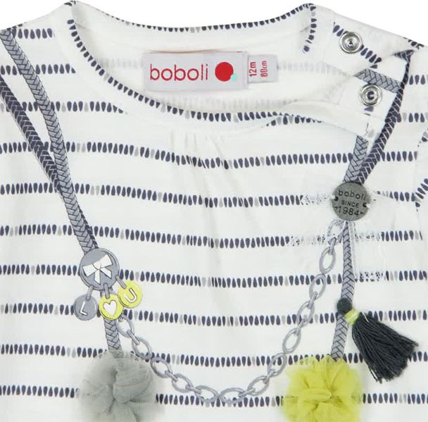 BOBOLI Dívčí tunika náhrdelník, 80 cm - bílá/potisk, holky - obrázek 2