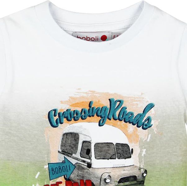 BOBOLI Triko krátký rukáv auto, 86 cm - bílá/zelená, kluci - obrázek 2